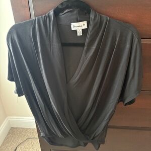 Size Small Black Veronica M Short Sleeve Surplice T-Shirt